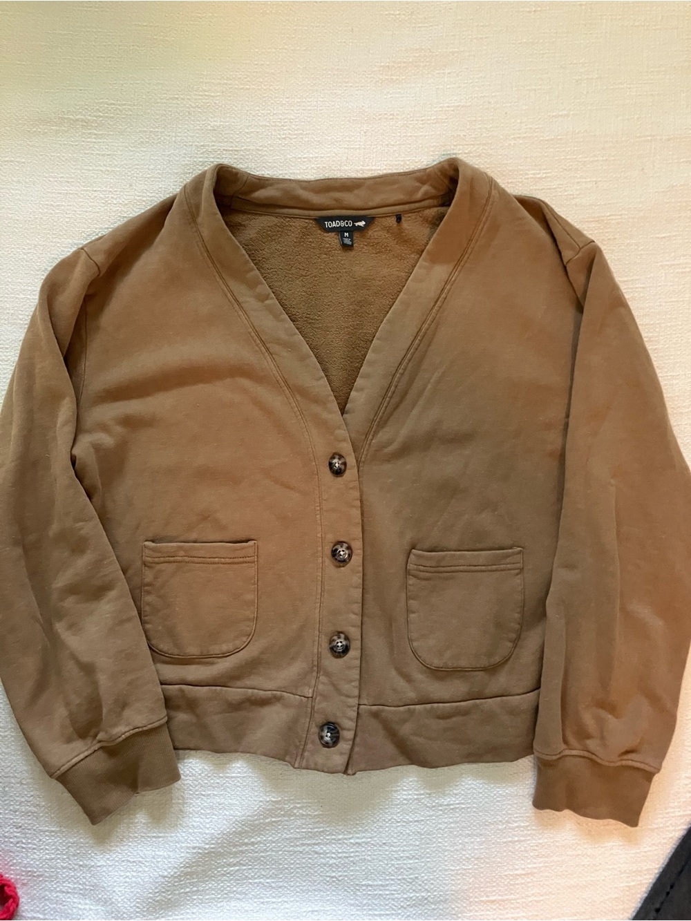 Toad & Co. Hemp Daybreaker Cardigan in Honey Brown, size Medium